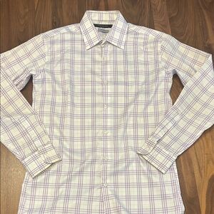 Marc New York White Dress Shirt with Light Purple Plaid